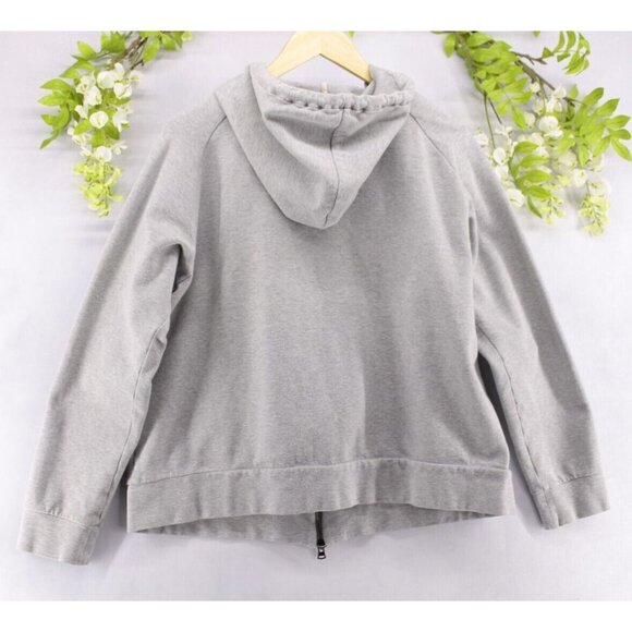 Theory Women's Grey Hoodie Sweatshirt Cotton Full Zip Sz 2XL - Picture 2 of 8